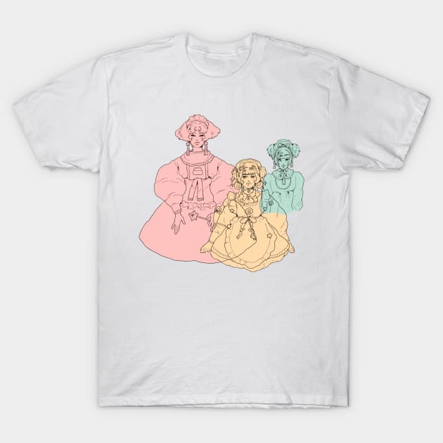 Three girls T-Shirt by PeachyDoodle